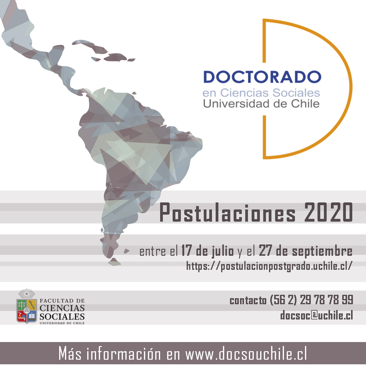 ABIERTAS LAS POSTULACIONES AL DOCTORADO EN CIENCIAS SOCIALES PRIMER SEMESTRE 2020